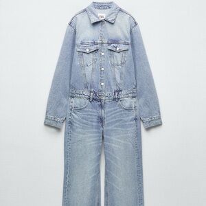 Zara Women's Light Blue Denim Overalls